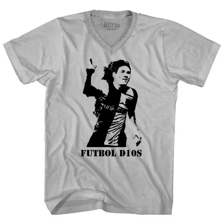 Messi Futbol D10S Soccer Legend Adult Tri-Blend V-neck T-shirt - Cool Grey Messi Futbol D10S Soccer Legend Adult Tri-Blend V-neck T-shirt - Cool Grey