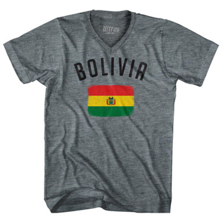 Bolivia Country Flag Heritage Tri-Blend V-Neck Womens Junior Cut T-Shirt by Ultras