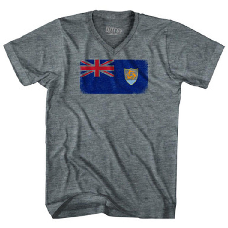 Anguilla Country Flag Tri-Blend V-Neck Womens Junior Cut T-Shirt by Ultras