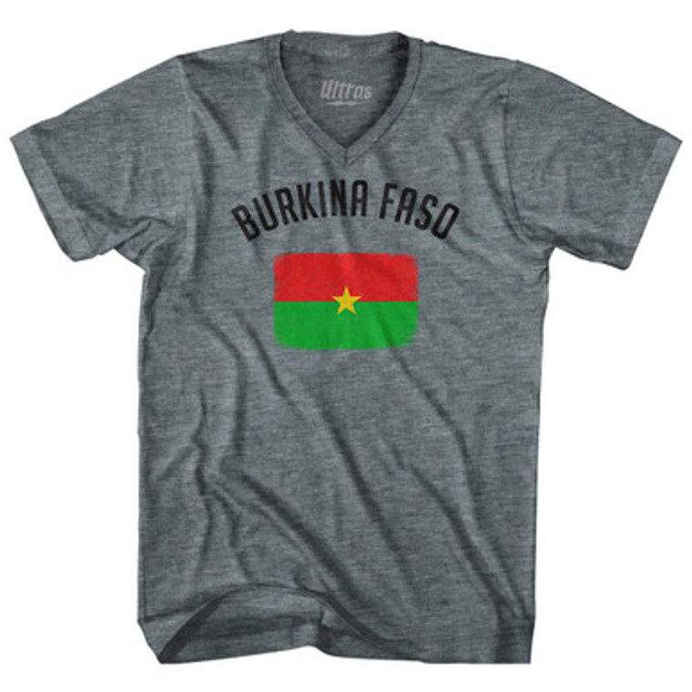 Burkina Faso Country Flag Heritage Tri-Blend V-Neck Womens Junior Cut T-Shirt by Ultras