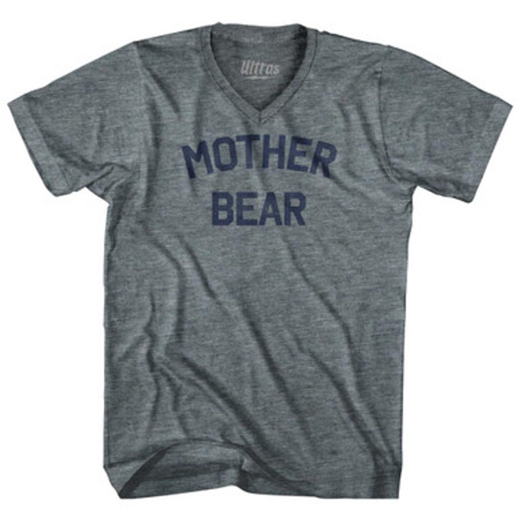 Mother Bear Tri-Blend V-Neck Womens Junior Cut T-Shirt by Ultras