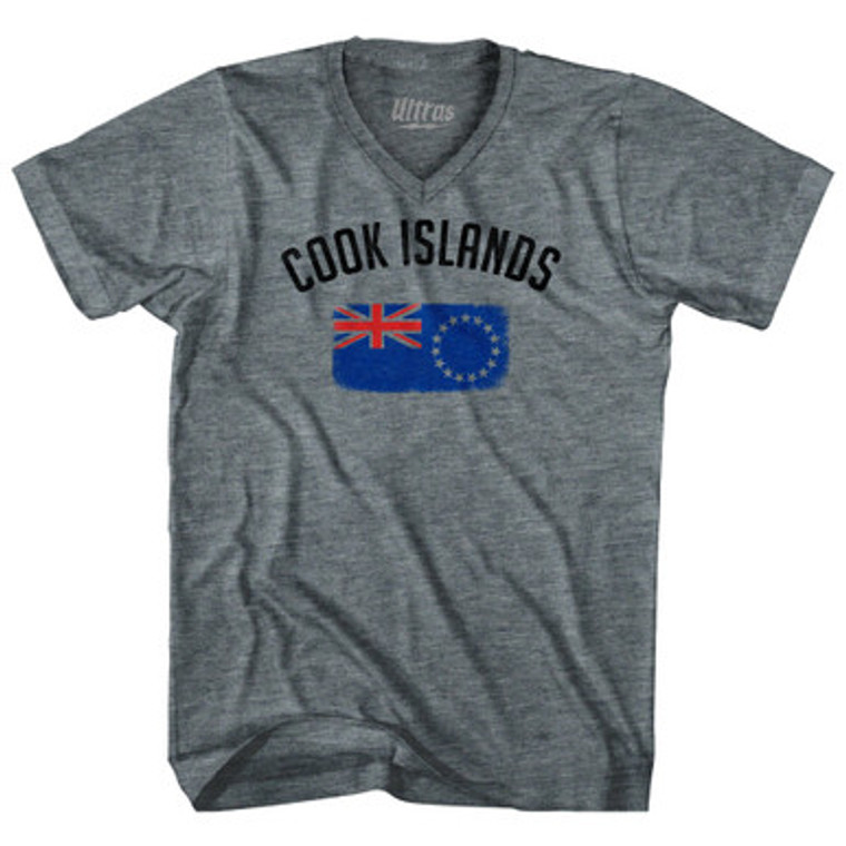 Cook Islands Country Flag Heritage Tri-Blend V-Neck Womens Junior Cut T-Shirt by Ultras