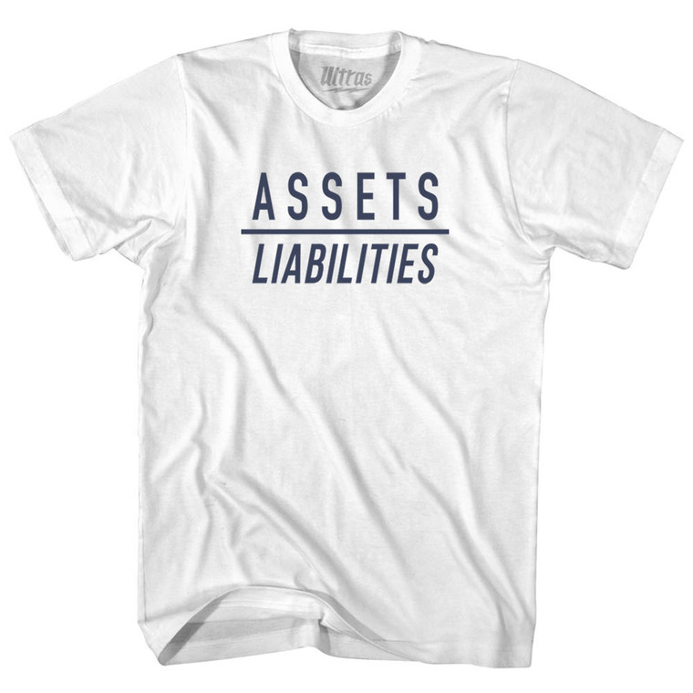 Assets Over Liabilities Womens Cotton Junior Cut T-Shirt - White