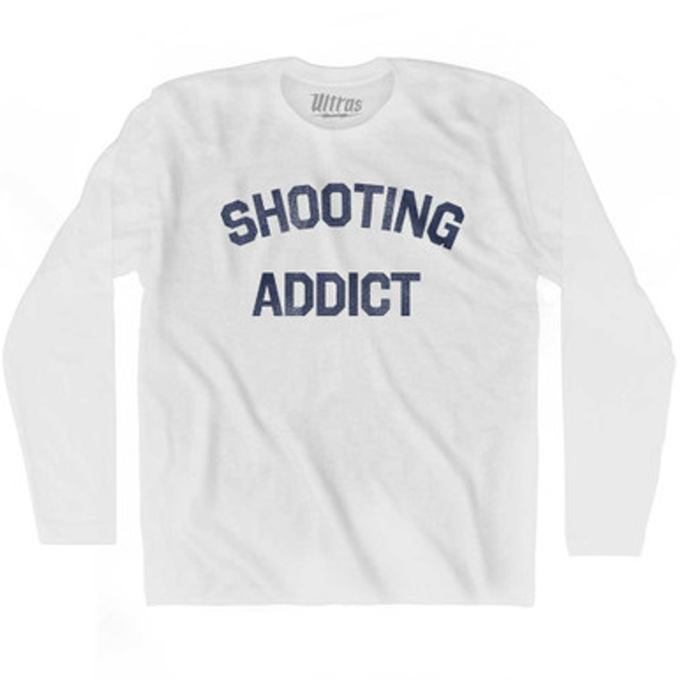 Shooting Addict Adult Cotton Long Sleeve T-shirt - White