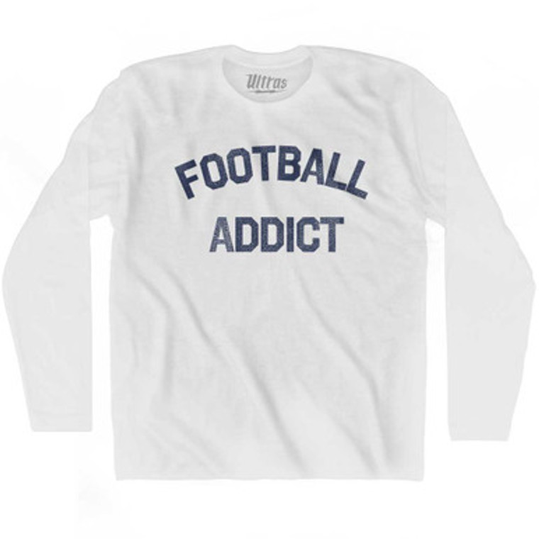 Football Addict Adult Cotton Long Sleeve T-shirt-White