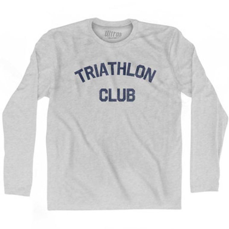 Triathlon Club Adult Cotton Long Sleeve T-shirt Grey Heather