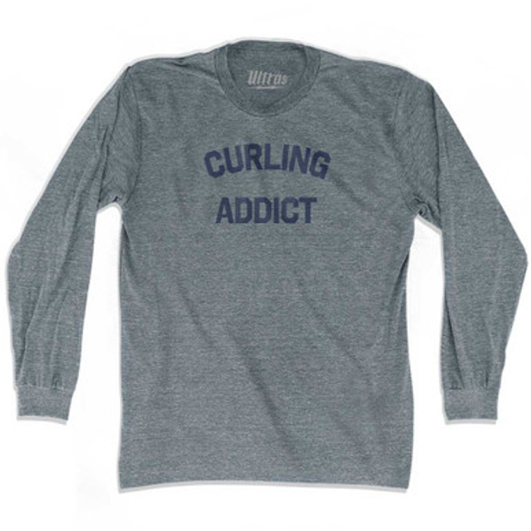 Curling Addict Adult Tri-Blend Long Sleeve T-shirt - Athletic Grey