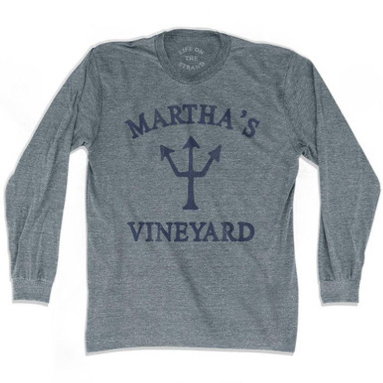 Massachusetts Martha's Vineyard Trident Adult Tri-Blend Long Sleeve T-Shirt by Life on the Strand