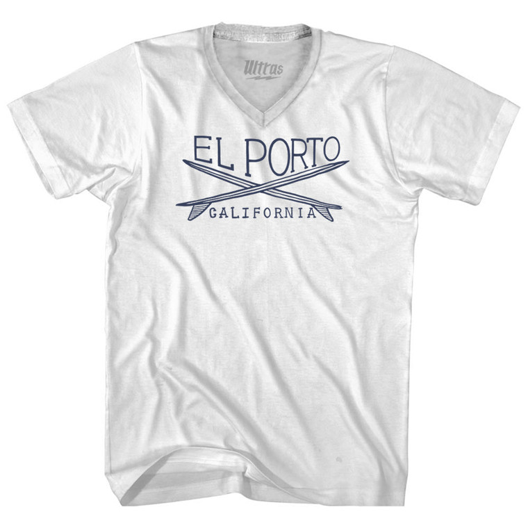 El Porto Surf Adult Tri-Blend V-neck T-shirt - White
