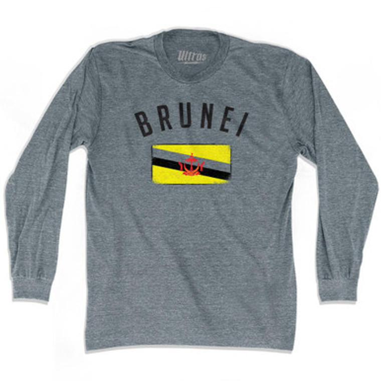 Brunei Country Flag Heritage Adult Tri-Blend Long Sleeve T-Shirt by Ultras