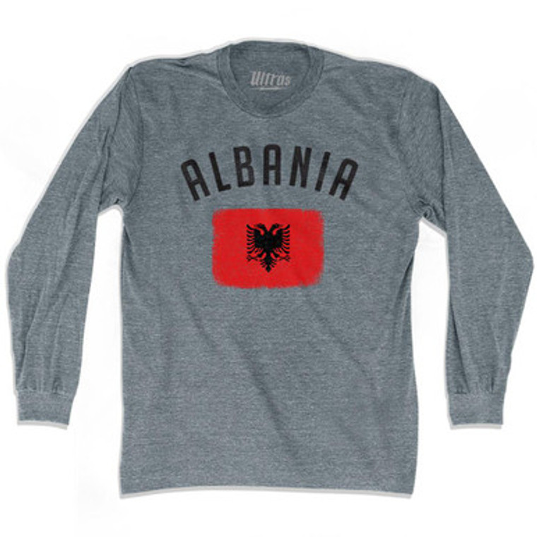 Albania Country Flag Heritage Adult Tri-Blend Long Sleeve T-Shirt by Ultras