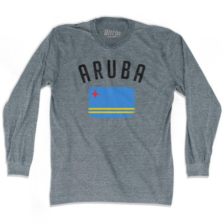Aruba Country Flag Heritage Adult Tri-Blend Long Sleeve T-Shirt by Ultras