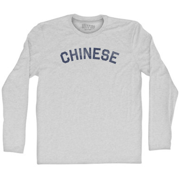 Chinese Adult Cotton Long Sleeve T-shirt - Grey Heather
