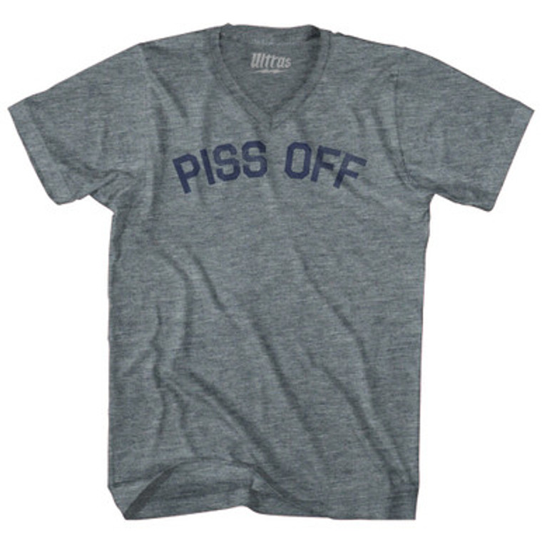Piss Off Tri-Blend V-neck Womens Junior Cut T-shirt - Athletic Grey