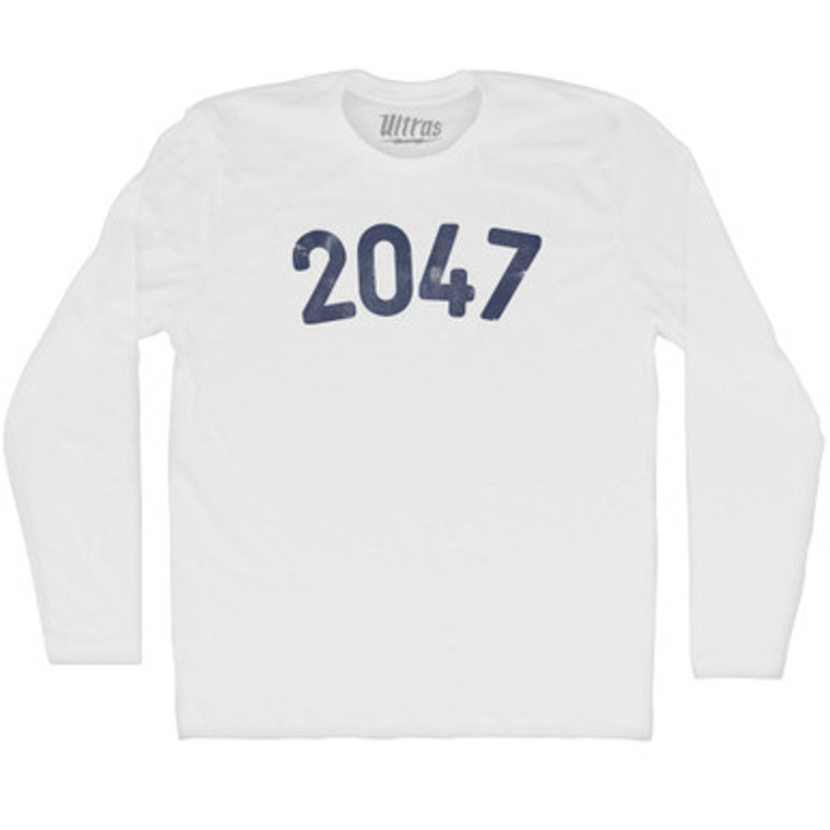 2047 Year Celebration Adult Cotton Long Sleeve T-shirt - White