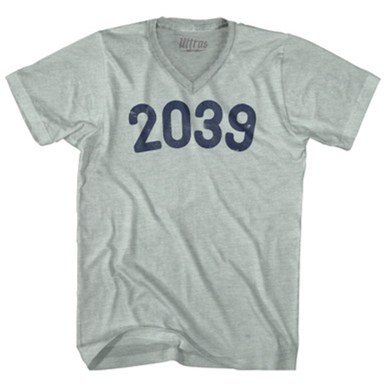 2039 Year Celebration Adult Tri-Blend V-neck T-shirt - Athletic Cool Grey