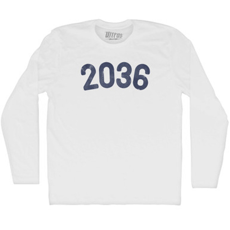 2036 Year Celebration Adult Cotton Long Sleeve T-shirt - White