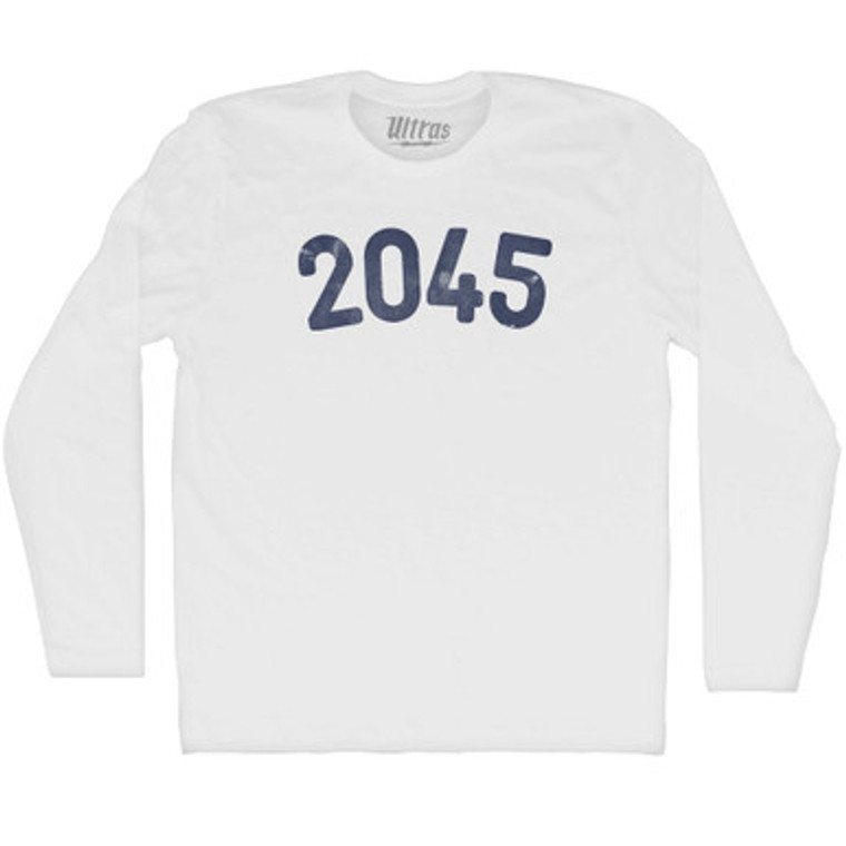 2045 Year Celebration Adult Cotton Long Sleeve T-shirt - White