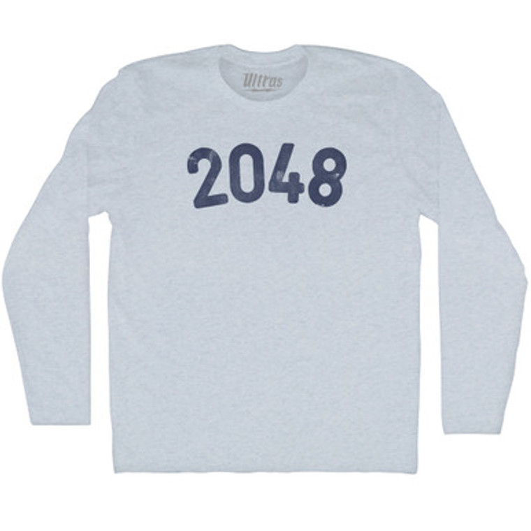 2048 Year Celebration Adult Tri-Blend Long Sleeve T-shirt - Athletic White