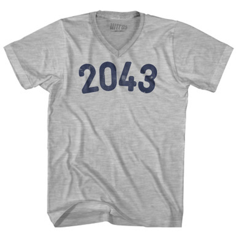 2043 Year Celebration Adult Cotton V-neck T-shirt - Grey Heather