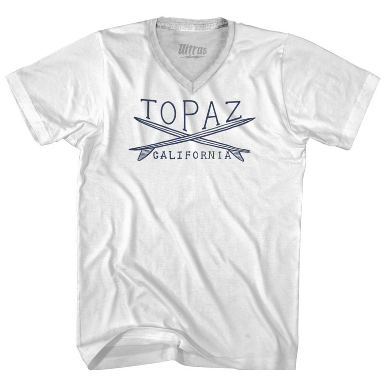 Topaz Surf Adult Tri-Blend V-neck T-shirt - White