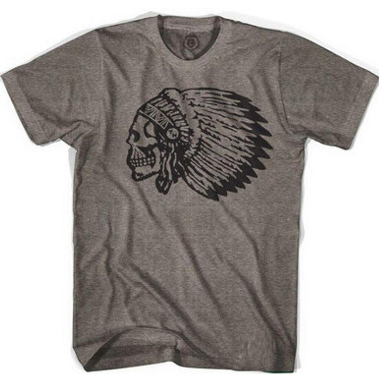 Skull Headdress Lacrosse Tri-Blend T-shirt - Coffee