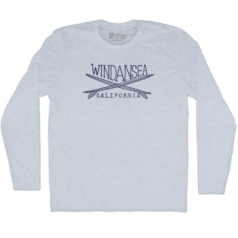 Windansea Surf Adult Tri-Blend Long Sleeve T-shirt - Athletic White