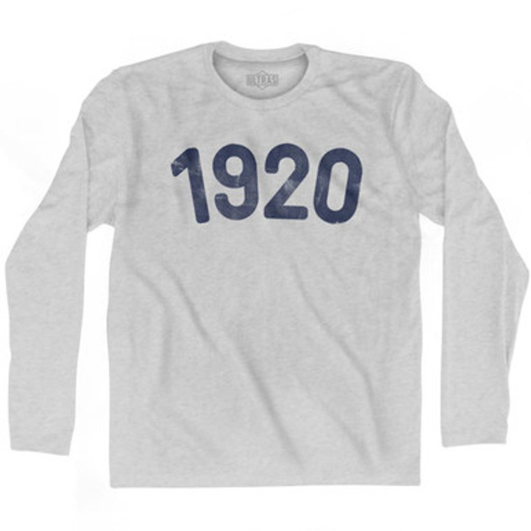 1920 Year Celebration Adult Cotton Long Sleeve T-shirt - Grey Heather