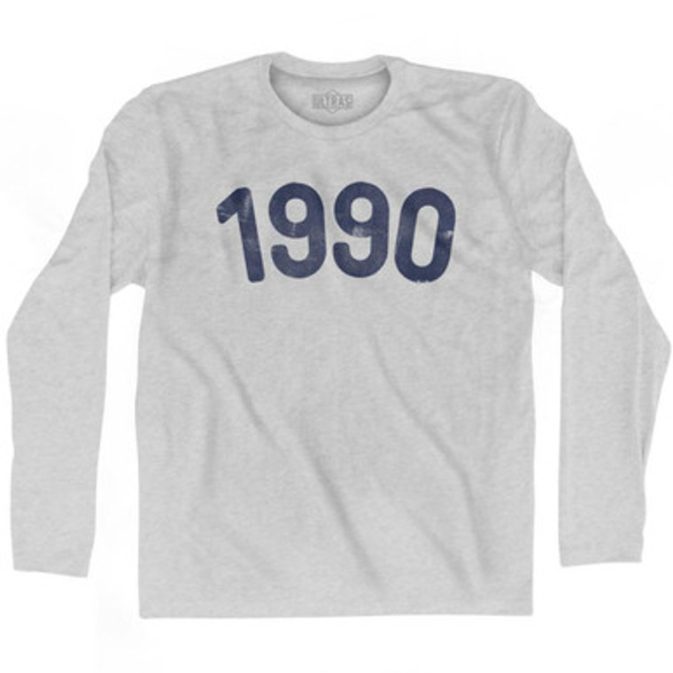 1990 Year Celebration Adult Cotton Long Sleeve T-shirt - Grey Heather