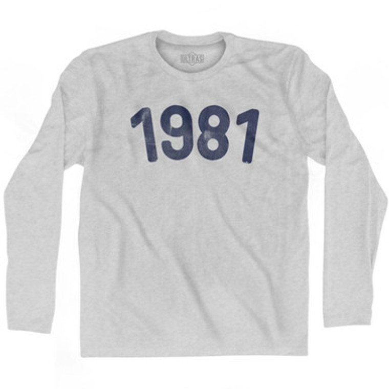 1981 Year Celebration Adult Cotton Long Sleeve T-shirt - Grey Heather