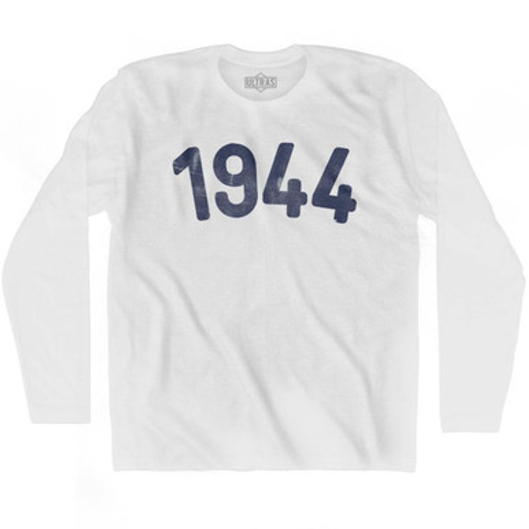 1944 Year Celebration Adult Cotton Long Sleeve T-shirt - White