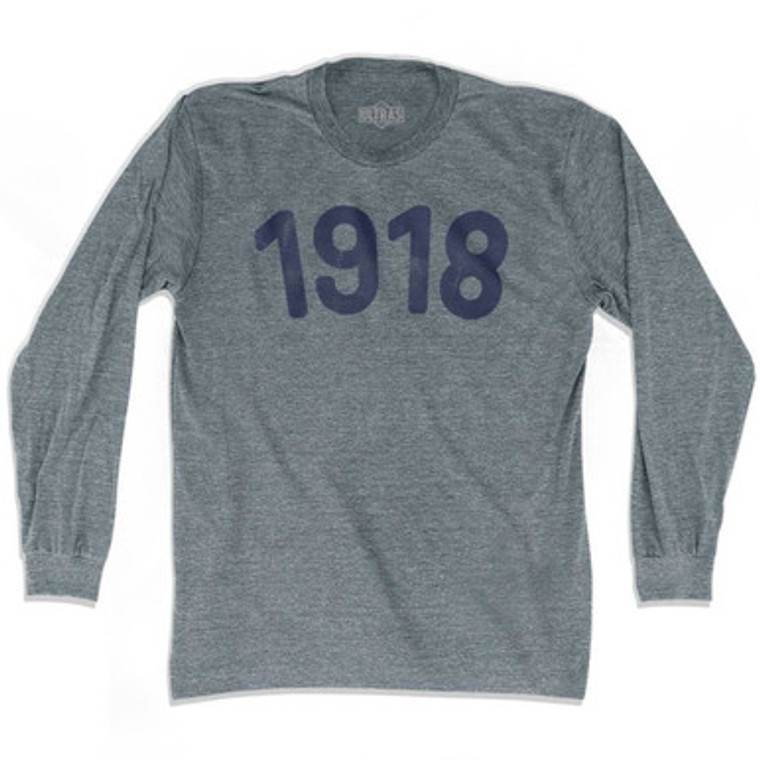 1918 Year Celebration Adult Tri-Blend Long Sleeve T-shirt - Athletic Grey