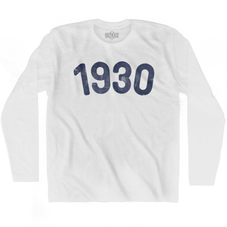 1930 Year Celebration Adult Cotton Long Sleeve T-shirt - White