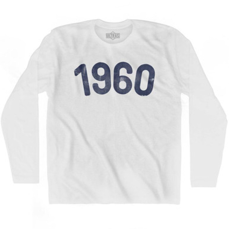 1960 Year Celebration Adult Cotton Long Sleeve T-shirt - White