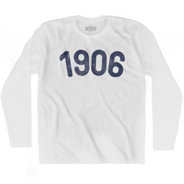 1906 Year Celebration Adult Cotton Long Sleeve T-shirt - White