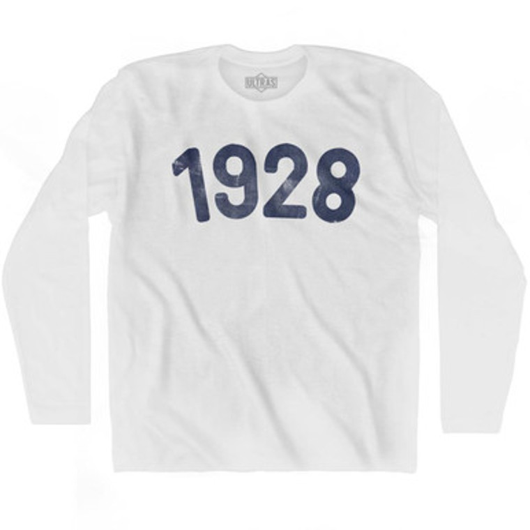 1928 Year Celebration Adult Cotton Long Sleeve T-shirt - White