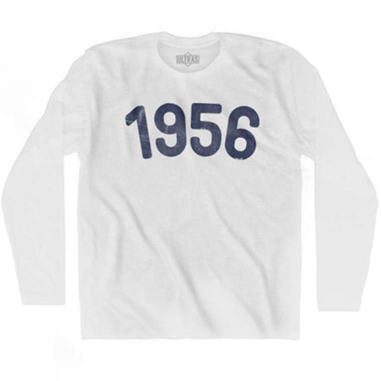 1956 Year Celebration Adult Cotton Long Sleeve T-shirt - White