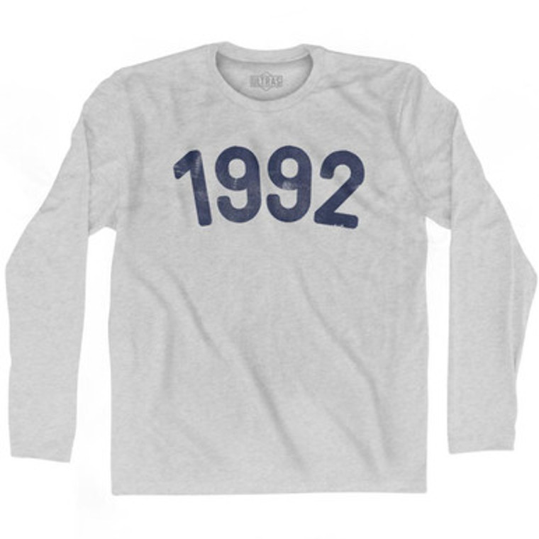 1992 Year Celebration Adult Cotton Long Sleeve T-shirt - Grey Heather