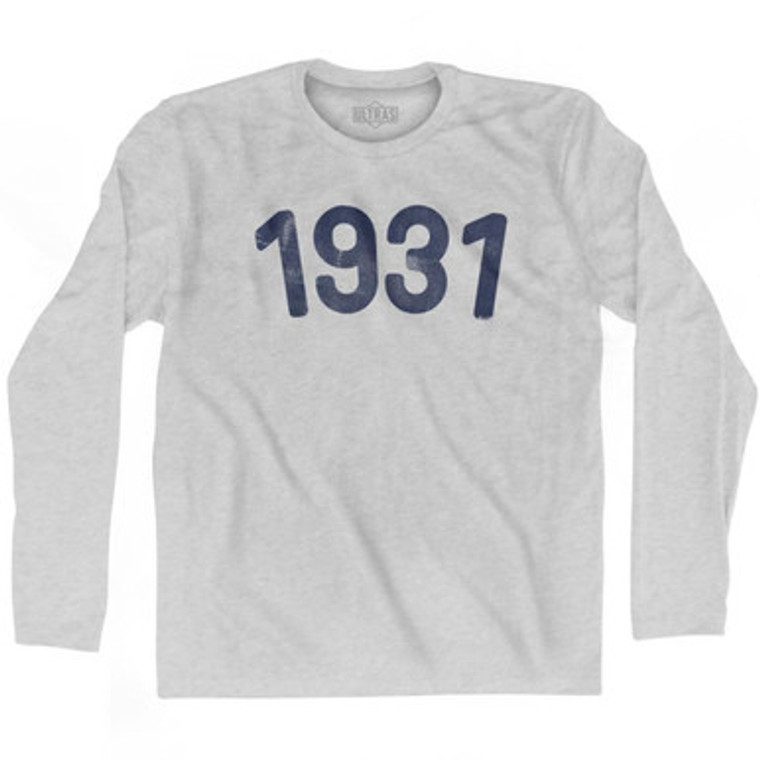 1931 Year Celebration Adult Cotton Long Sleeve T-shirt - Grey Heather