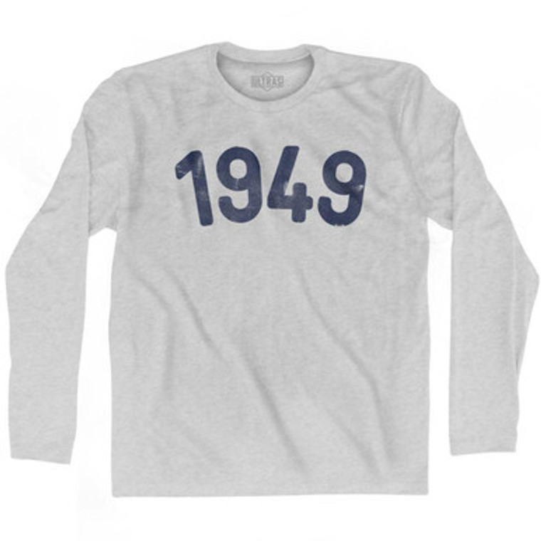 1949 Year Celebration Adult Cotton Long Sleeve T-shirt - Grey Heather