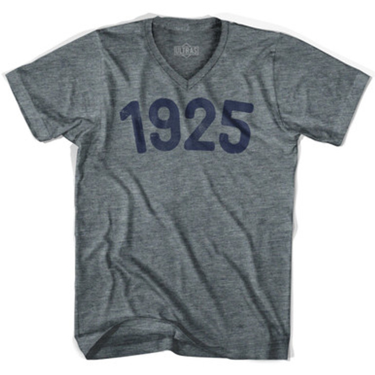 1925 Year Celebration Adult Tri-Blend V-neck Junior Cut Womens T-shirt - Athletic Grey