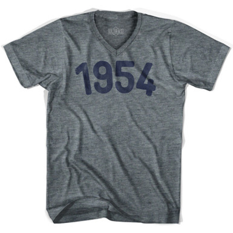 1954 Year Celebration Adult Tri-Blend V-neck Junior Cut Womens T-shirt - Athletic Grey
