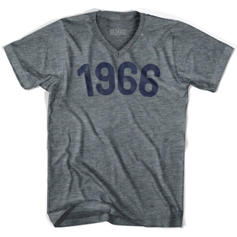 1966 Year Celebration Adult Tri-Blend V-neck Junior Cut Womens T-shirt - Athletic Grey