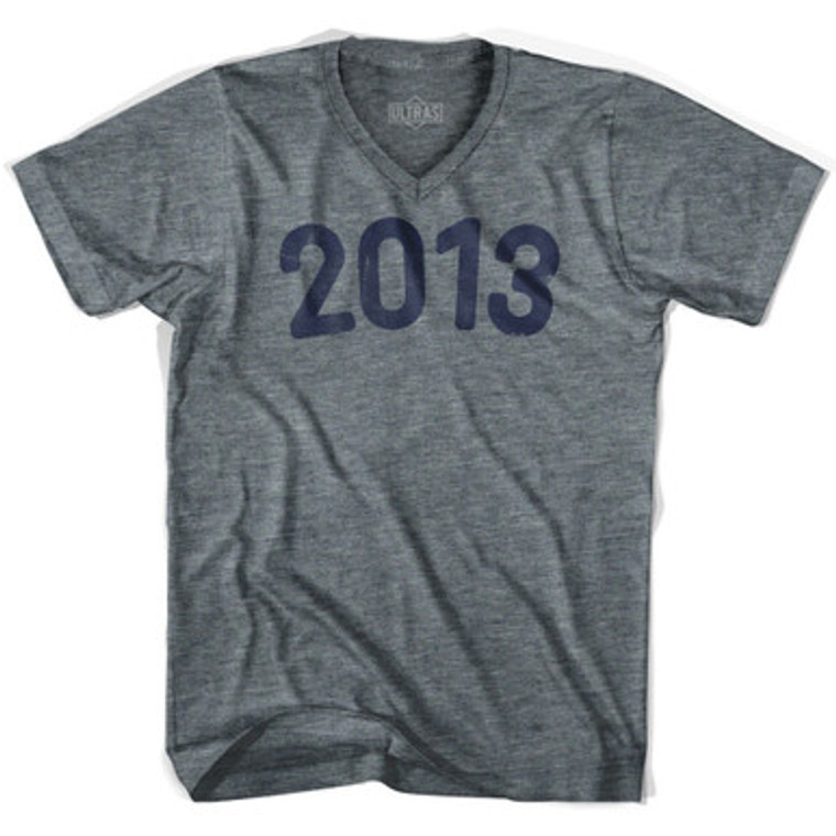 2013 Year Celebration Adult Tri-Blend V-neck Junior Cut Womens T-shirt - Athletic Grey