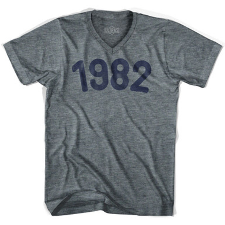 1982 Year Celebration Adult Tri-Blend V-neck Junior Cut Womens T-shirt - Athletic Grey