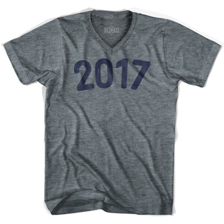 2017 Year Celebration Adult Tri-Blend V-neck Junior Cut Womens T-shirt - Athletic Grey