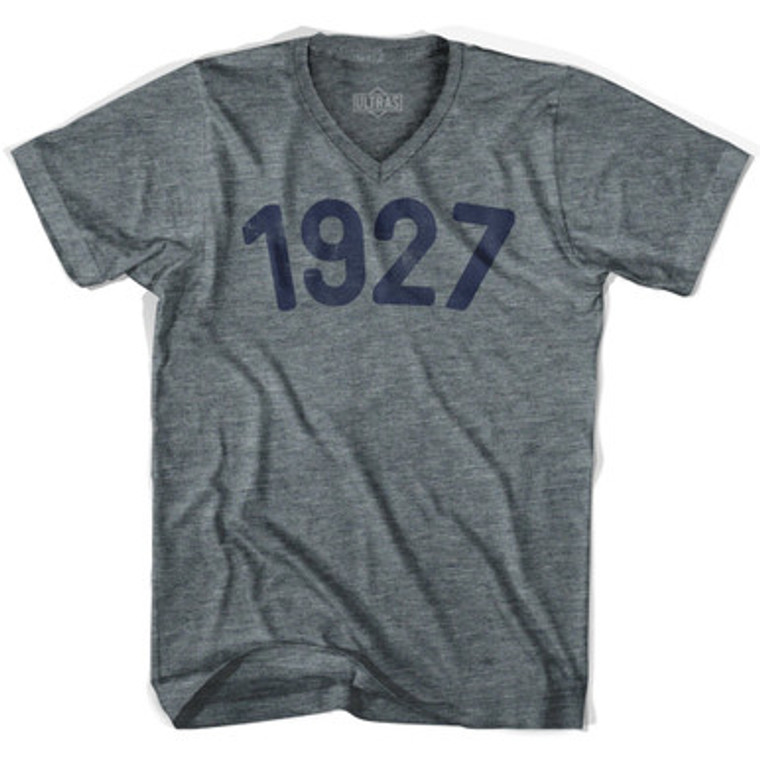 1927 Year Celebration Adult Tri-Blend V-neck T-shirt - Athletic Grey