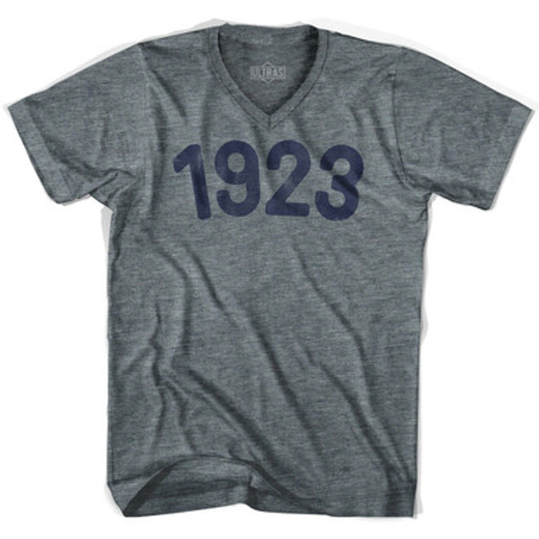 1923 Year Celebration Adult Tri-Blend V-neck T-shirt - Athletic Grey