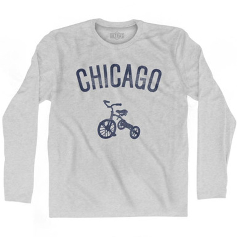 Chicago Tricycle Adult Cotton Long Sleeve T-shirt - Grey Heather