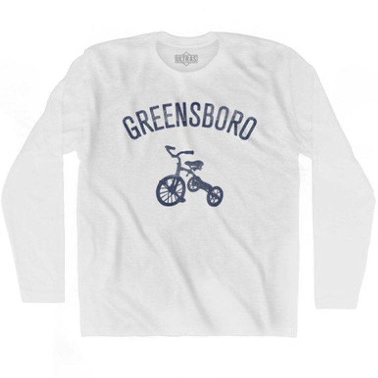 Greensboro City Tricycle Adult Cotton Long Sleeve T-shirt - White